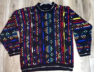COOGI Pure Wool Sweater 3D Biggie Cosby Australia MULTICOLOR Vintage Size Large - Picture 1 of 11