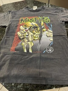 Camiseta De Colección 1990 Misfits Earth AD XL Estampado Negro Pushead Años 90 - Imagen 1 de 8