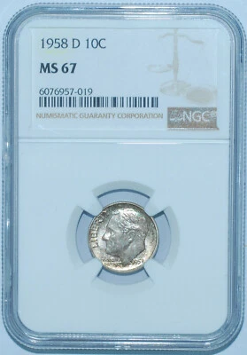 1958 D NGC MS67 Roosevelt Silver Dime - Image 1 of 2