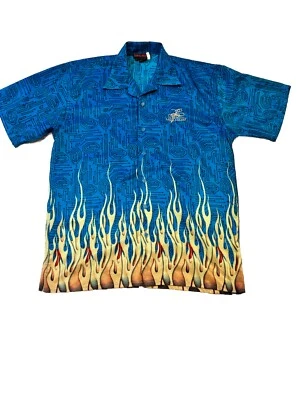 Sun & Moon Men’s Button Down Shirt Flames Las Vegas Novelty  - Image 1 of 4