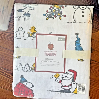 Snoopy Pottery Barn Peanuts Sheet Set Christmas School Holiday Disney kid Gift / - Image 1 of 4