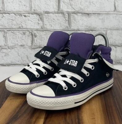 Converse All Star Chuck Taylor детский размер 2 складные фиолетово-черные туфли с пряжкой - Изображение 1 из 4