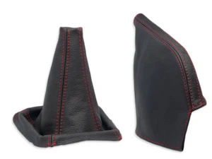 FÜR TOYOTA SUPRA MK3 A70 86-92 SCHALTMANSCHETTE HANDBREMSSACK LEDER NAHT ROT - Bild 1 von 3