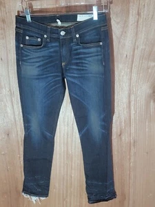 Vaqueros trapo y hueso mujer talla 27 crop ajustados tiro bajo azul lavado oscuro - Imagen 1 de 11