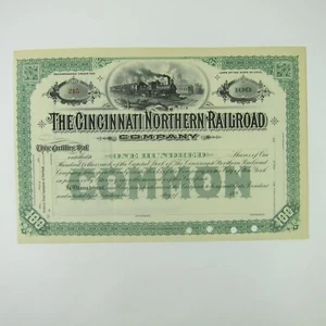 Antique 1890s Cincinnati Northern Railroad Co. Stock Certificate Railroad Stocks - Picture 1 of 15