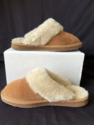 Zapatillas Mules Minnetonka Cuero Tostado Gamuza con Piel Sintética Forradas Talla 7 Usadas en Excelente Condición Foto 1 de 4