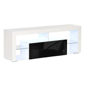 High Gloss 140cm TV Stand Unit with LED RGB Lights & Ample Storage - White - Picture 1 of 9