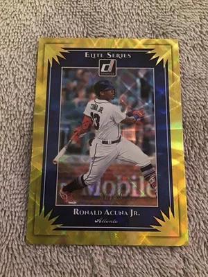 2019 Panini Donruss RONALD ACUNA JR Elite Series Insert Gold #/99 Atlanta Braves - Image 1 of 4
