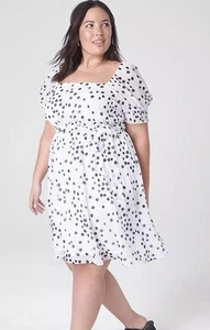 Lane Bryant Smocked Cuff-Sleeve Square-Neck Fit & Flare Dress Size 22 - Picture 1 of 11