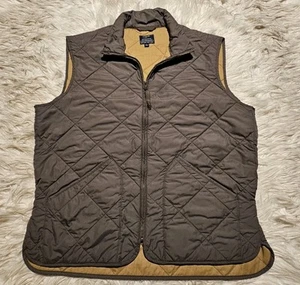 J Crew Weste Herren Large braun durchgehender Reißverschluss gesteppt Freizeit Hausarbeit Scheune - Bild 1 von 5