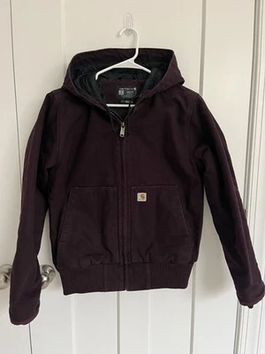 Carhartt женщин изолированная утка куртка Sz S с капюшоном работы пальто сливы J130W свободного кроя - Изображение 1 из 4