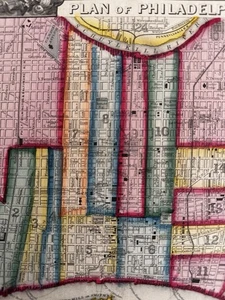 Philadelphia PA early city plan 1860 Mitchell hand colored nice decorative map - Picture 1 of 7