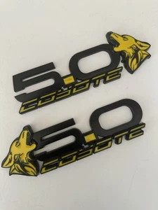 5.0 Coyote Badge Set For Ford Mustang Black And Yellow Set N/S O/S UK - Picture 1 of 1