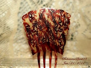 ANTIQUE TORTOISE CELLULOID SPANISH LATIN PEINETA MANTILLA COLLECTIBLE HAIR COMB - Picture 1 of 7