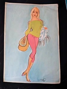 Christel Marott 1959 Kunstdruck schöne blonde Frau Illustration siehe Details  - Bild 1 von 10