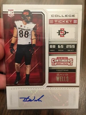 DAVID WELLS 2018 CONTENDERS COLLEGE TICKET AZTECS ROOKIE AUTOGRAPH AUTO RC!!!!!! - Image 1 of 2