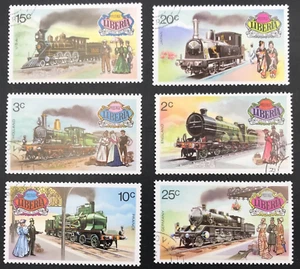 Set of 6 Liberia 1973 Historical Railways Train Stamps 629-34 Cancelled - Picture 1 of 5