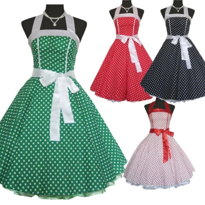 Verano Años 50 60 Estilo Vintage Retro TEA Vestido Rockabilly Vestidos de Fiesta Lunares Foto 1 de 4