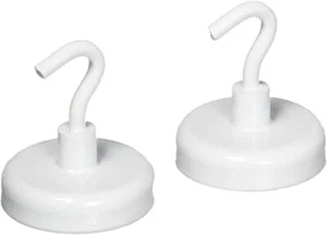 White Ferrite Magnetic Hook 32mm 14lbs (6kg) | Pack of 2 | Hook Magnets Hanger - Picture 1 of 3