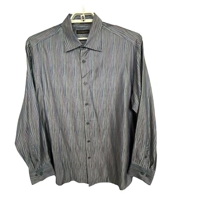 Jhane Barnes Silk Blend Men's XL Shirt Blue Green Orange Long Sleeves Button Up - Image 1 of 4