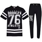  T-Shirt Kinder Jungen Designer Brooklyn 76 schwarz Oberteile Hose Trainingsanzug Set 5-13 Jahre