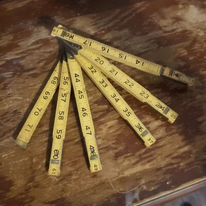 Vintage LUFKIN X46 Holz Messing rote Enden Verlängerungslineal Klappholzlineal 72" - Bild 1 von 9