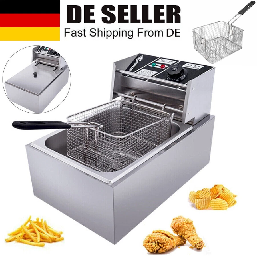 Fritteuse 10L Edelstahl Kaltzonen Öl-Friteuse 2500W 6 Liter Fritöse Frittöse - Bild 1 von 4