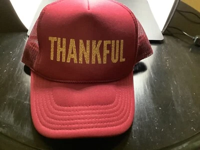 Grateful GRACIAS Bendito Granate Sombrero Gorra Malla SnapBack Acción de Gracias  Foto 1 de 4