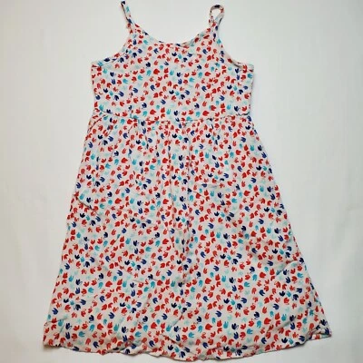 Antiguo Vestido Azul Marino Línea A Correa de Espagueti - Blanco, Rojo, Estampado Azul - Talla Pequeña 6/7 Foto 1 de 4