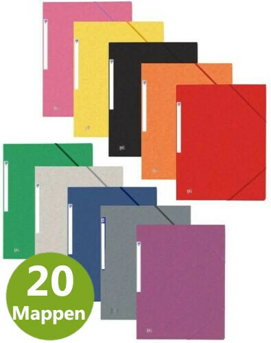 20 x Oxford A4 Eckspannmappe Sammelmappe Einschlagmappe 3 Klappen A4, sortiert