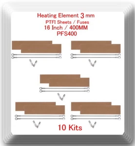 10 Heating Elements 3mm + 10 PTFI Sheet For Impulse Sealer 16" / 400mm PFS400 - Picture 1 of 2