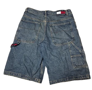 Vintage Y2K Tommy Hilfiger Shorts Mens 33 Carpenter Denim Jean Baggy Loose Fit - Picture 1 of 12