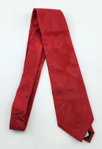 NWT NEW Dona Dona Handmade 100% Silk Tie Necktie Red Paisley Textured Print - Picture 1 of 5