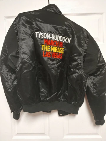 Vintage 1991 Mike Tyson Donovan Ruddock Large Satin Jacket Mirage NWOT Las Vegas Cover