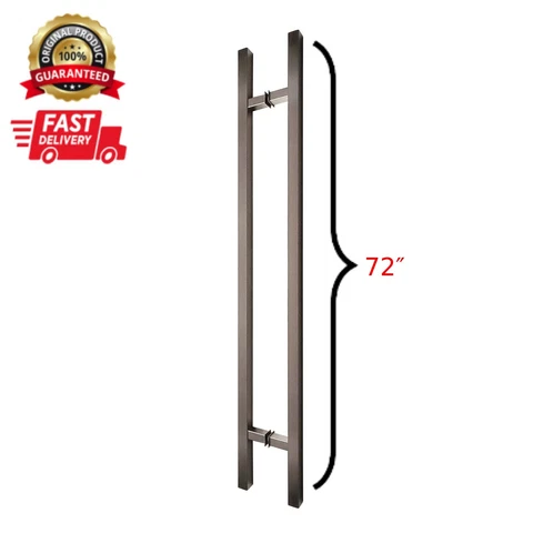 Door Pull, Entry Door Handle Square ‘H’ Type - 72″ Satin Cover