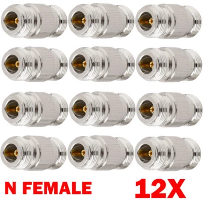 12x Brass N-Type Female Jack to N Female Jack For RF Adapter Barrel Connector - Image 1 of 4