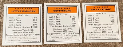 Запасные части 3 оранжевые карты собственности издание Monopoly National Park 2001 - Изображение 1 из 3