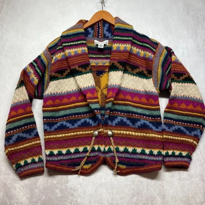 Casual Corner Shetland Wool Cardigan Sweater Size Medium Southwestern Fair Isle - Image 1 of 4
