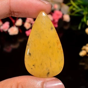 30.50 Cts. 100% Natural Classic Yellow Calcite Pear 38X23X4 MM Cabochon Gemstone - Picture 1 of 2