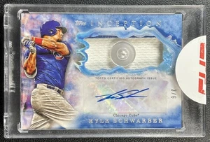 KYLE SCHWARZBER 2017 TOPPS INCEPTION AUTO RELIC BUTTON RELIC PATCH JERSEY BLUE /6 - Bild 1 von 2