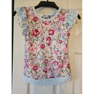 Süßes honigfarbenes Mädchen-Badeoberteil mit Blumenmuster Größe 12 - Bild 1 von 4