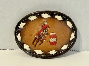 Tony Lama Leather Rodeo Barrette, Vintage Barrel Racing Barrette, Rodeo 1960s - Picture 1 of 6