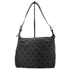 Vintage Dooney Bourke Schultertasche Hobo Bag schwarz Canvas Leder Eimer leicht - Bild 1 von 14