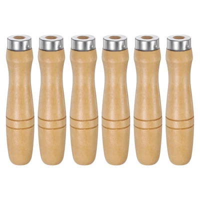 6pcs Wooden File Handle 4.72" Round Hole Handles with Collar for 14"-18" Files - image 1 of 4