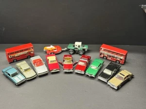 Matchbox Hot Wheels Cars Lincoln Cadillac Chevy London Bus Double Decker Lot - Picture 1 of 2