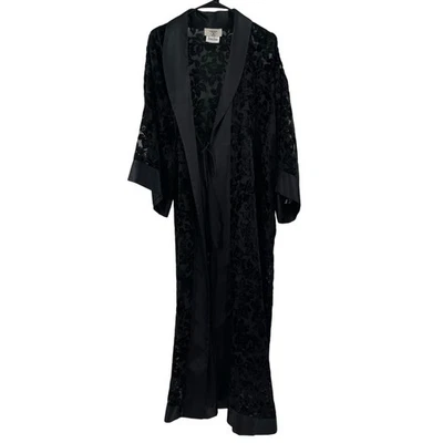 VALENTINO Intimo Vintage Robe SZ Petite Neiman Marcus Blk Burnout No Belt Velvet - Image 1 of 4