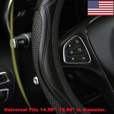 For Mazda Car 15'' Black Leather Car Steering Wheel Cover Breathable Anti-slip - Image 1 of 4