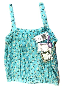 Chelsea & Violet Crop Tank Blouse Girls XL Lt Blue Ruffle around top NWT. $34 - Picture 1 of 6