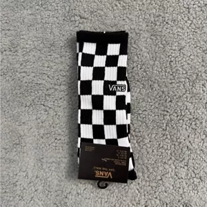 Vans karierte Crew-Socken Herren Damen 6,5-9 schwarz weiß Allover-Druck sportlich - Bild 1 von 2