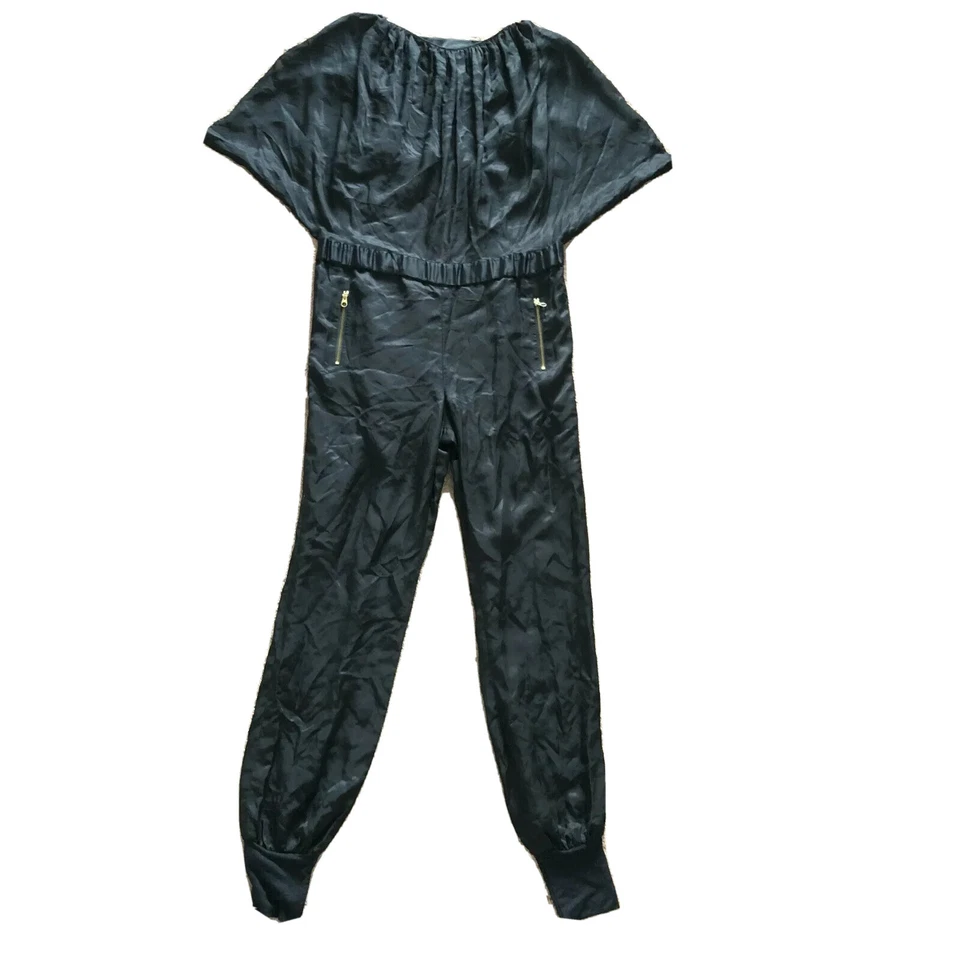 Ted Baker London sz 1/S Black Jumpsuit Back Cut Out Jogger leg zipper Pocket  VK - Изображение 1 из 4